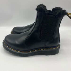 Dr. Martens Black Leather Boots with Yellow Accents
